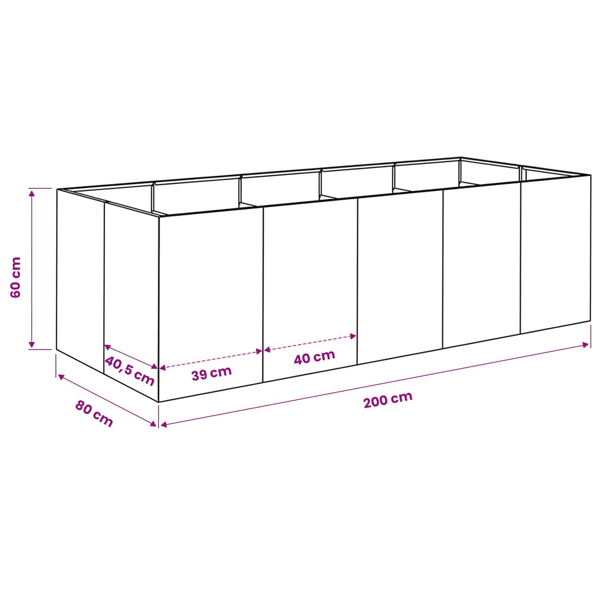 Vaso da giardino Verde Oliva 200 x 80 x 60 cm | homemem39