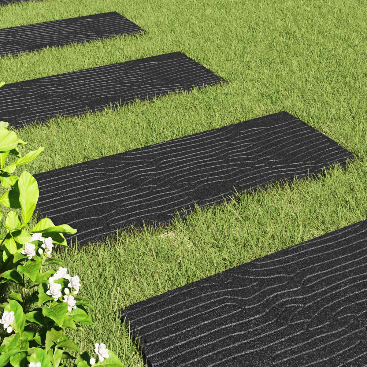 Pietra da Passo 6 pcs Nero 60,5 x 25 x 2 cm Gomma | homemem39