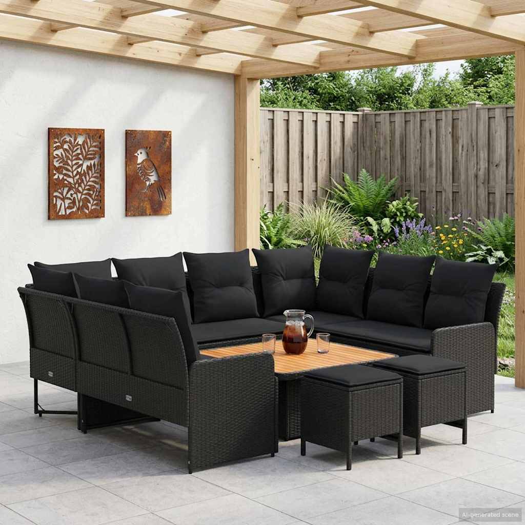 Set di Mobili 8 pz Nero Rattan in PE - homemem39