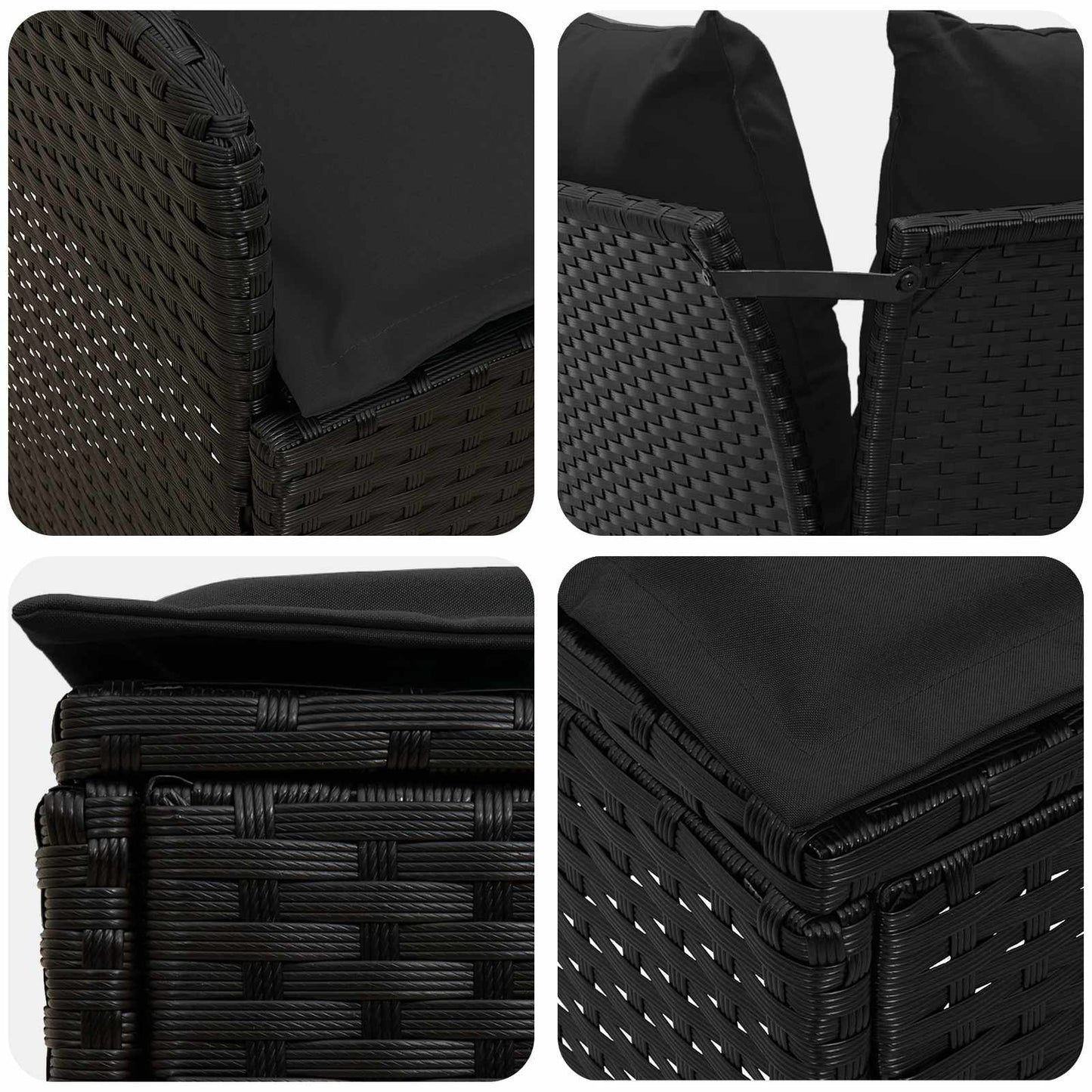 Set di Mobili con cuscino 7 pcs Nero Rattan in PE | homemem39