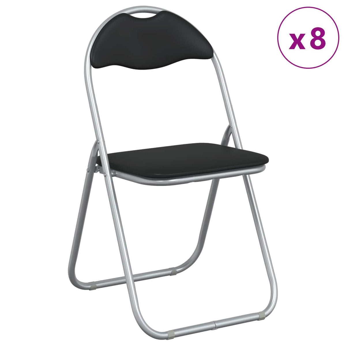 Sedia pieghevole 8 pz Pelle Sintetica Nero e Grigio - homemem39