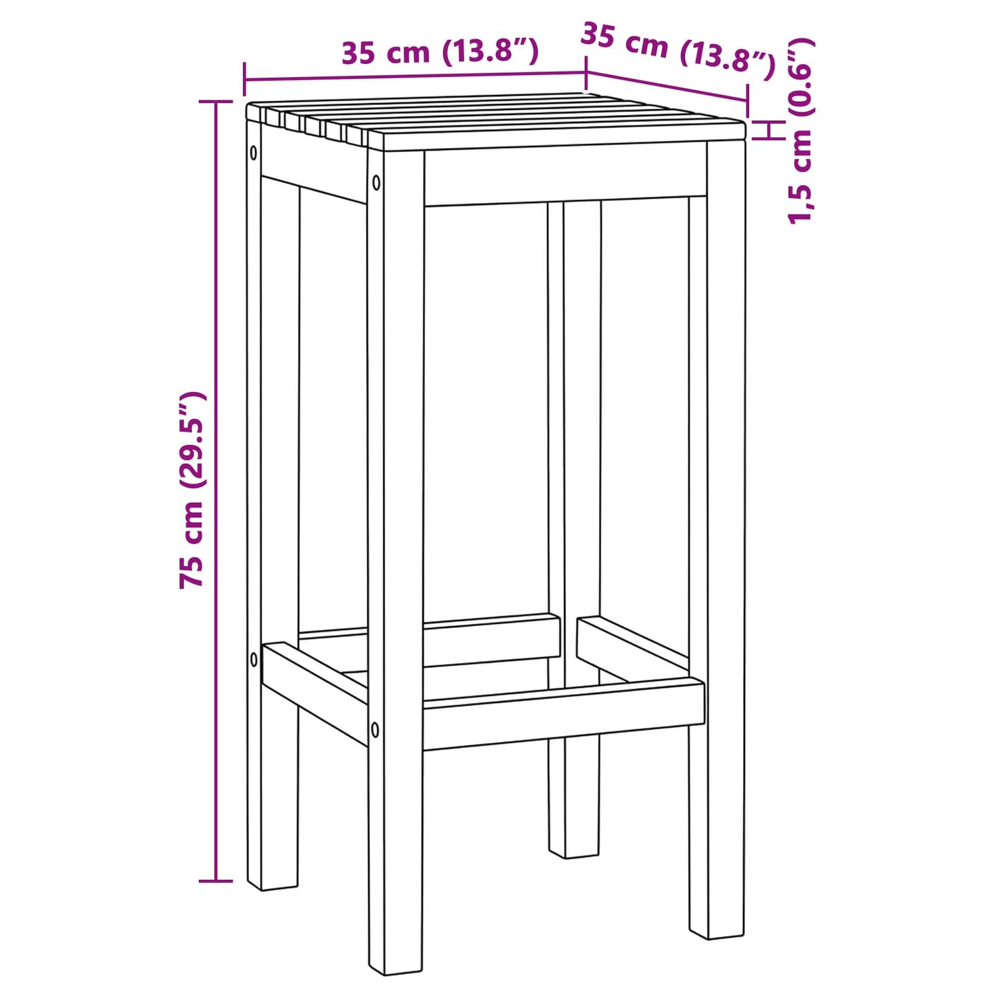 Sgabello da bar 4 pcs Marrone Legno di teak solido | homemem39