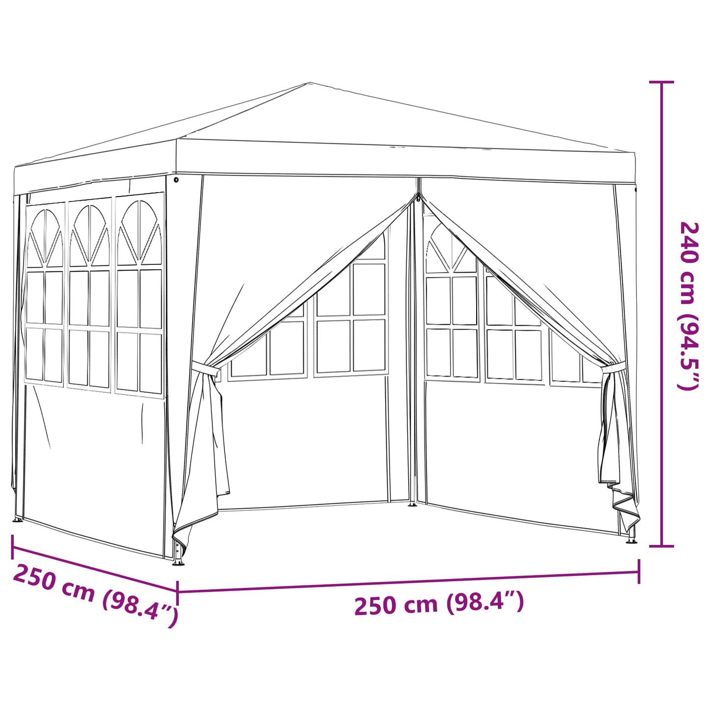 Tenda Party Grigio chiaro 250 x 250 x 240 cm PE e Acciaio