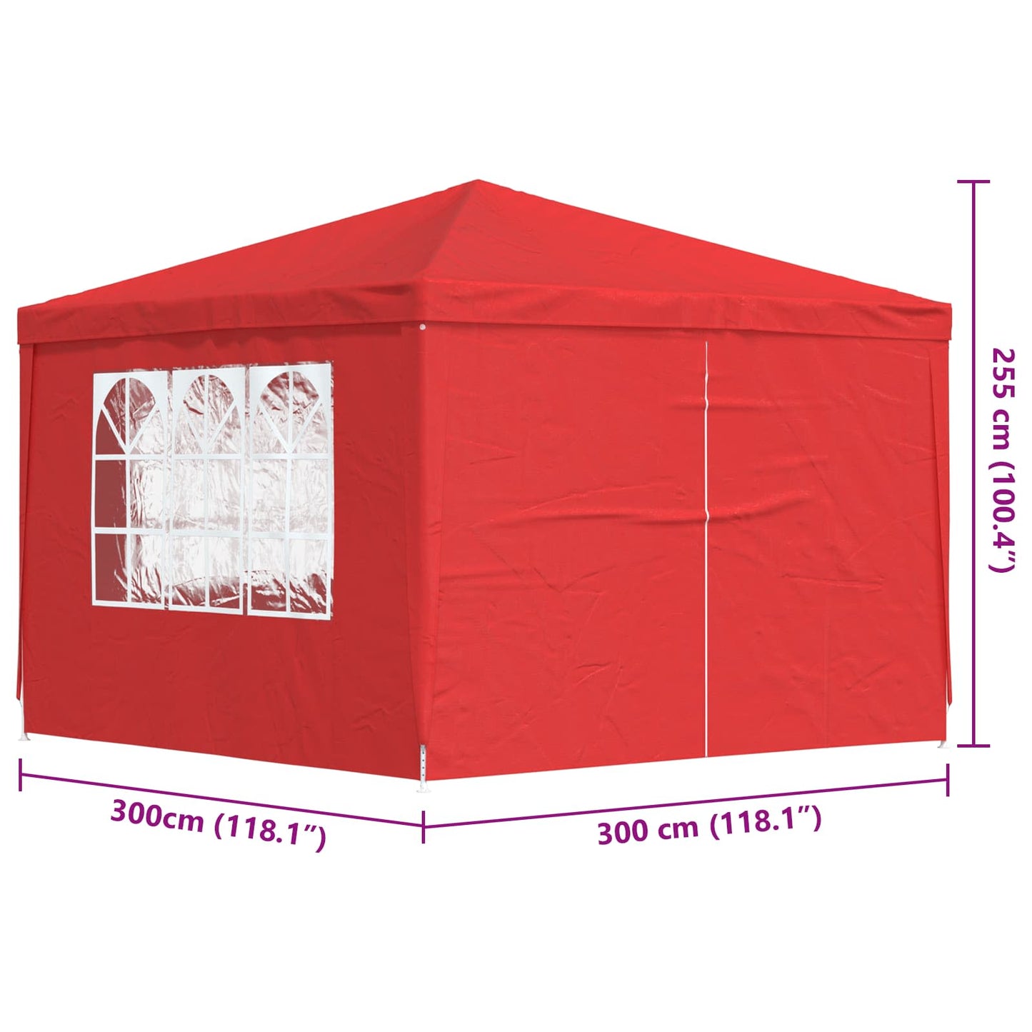 Tenda Party 300 x 300 x 255 cm Rosso PE e Acciaio | homemem39