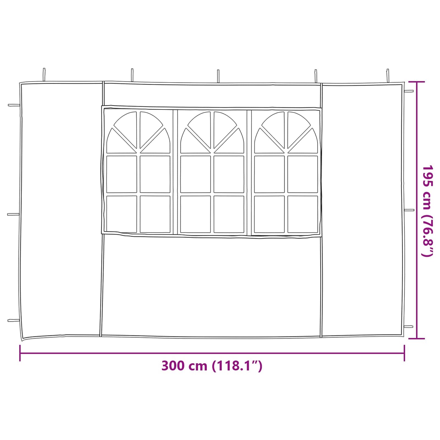 Parete per tenda da festa 2 pcs 300 x 195 cm Rosso PE e Acciaio | homemem39