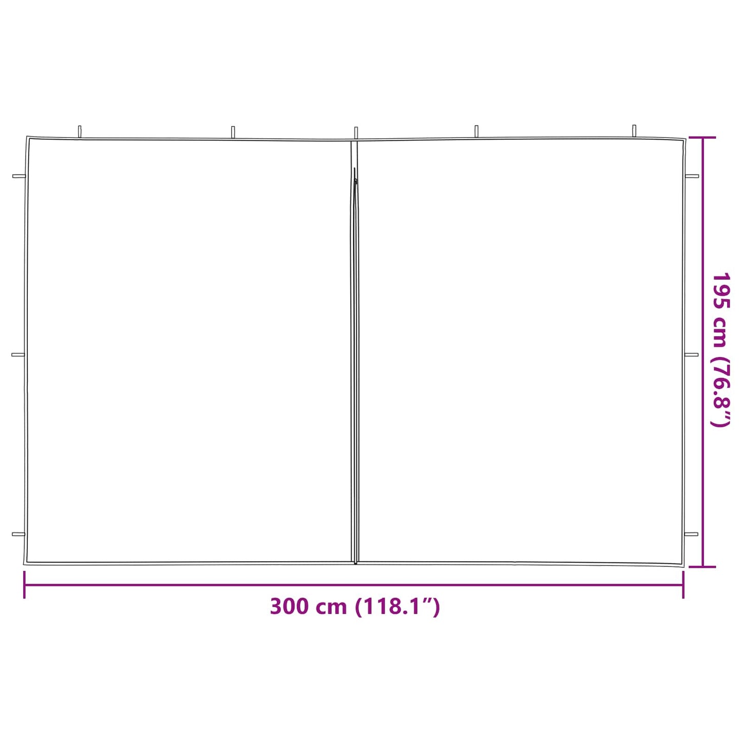 Parete per tenda da festa 2 pcs Rosso 300 x 195 cm PE e Acciaio