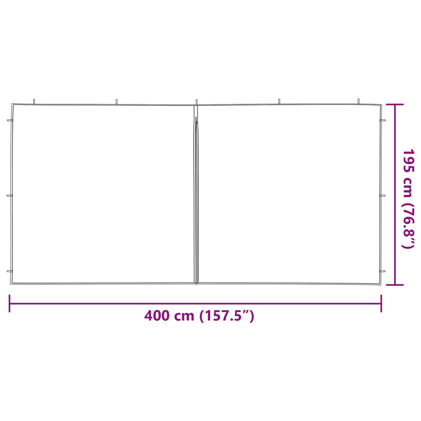 Parete per tenda da festa 2 pcs Blu 400 x 195 cm PE e Acciaio | homemem39