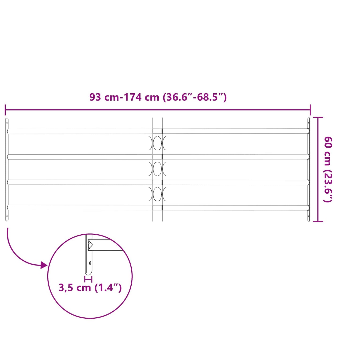 Griglia di sicurezza per finestre con 4 barre trasversali 3 pcs