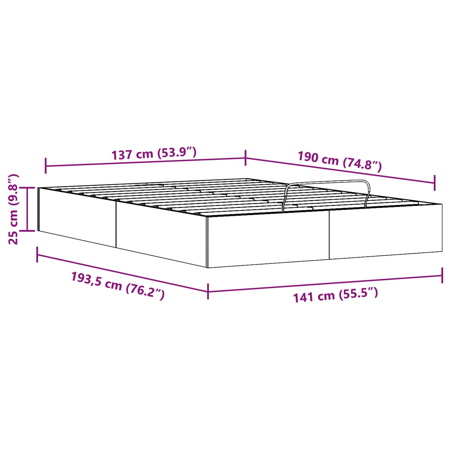Telaio del Letto Ottomano con Ripostiglio Naturale 140 x 190 cm | homemem39