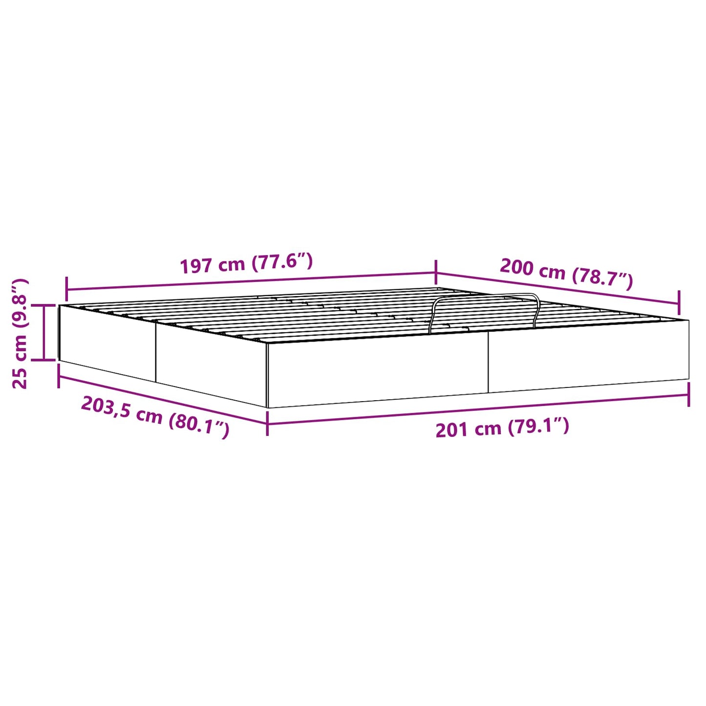 Telaio del Letto Ottomano con Ripostiglio Naturale 200 x 200 cm | homemem39