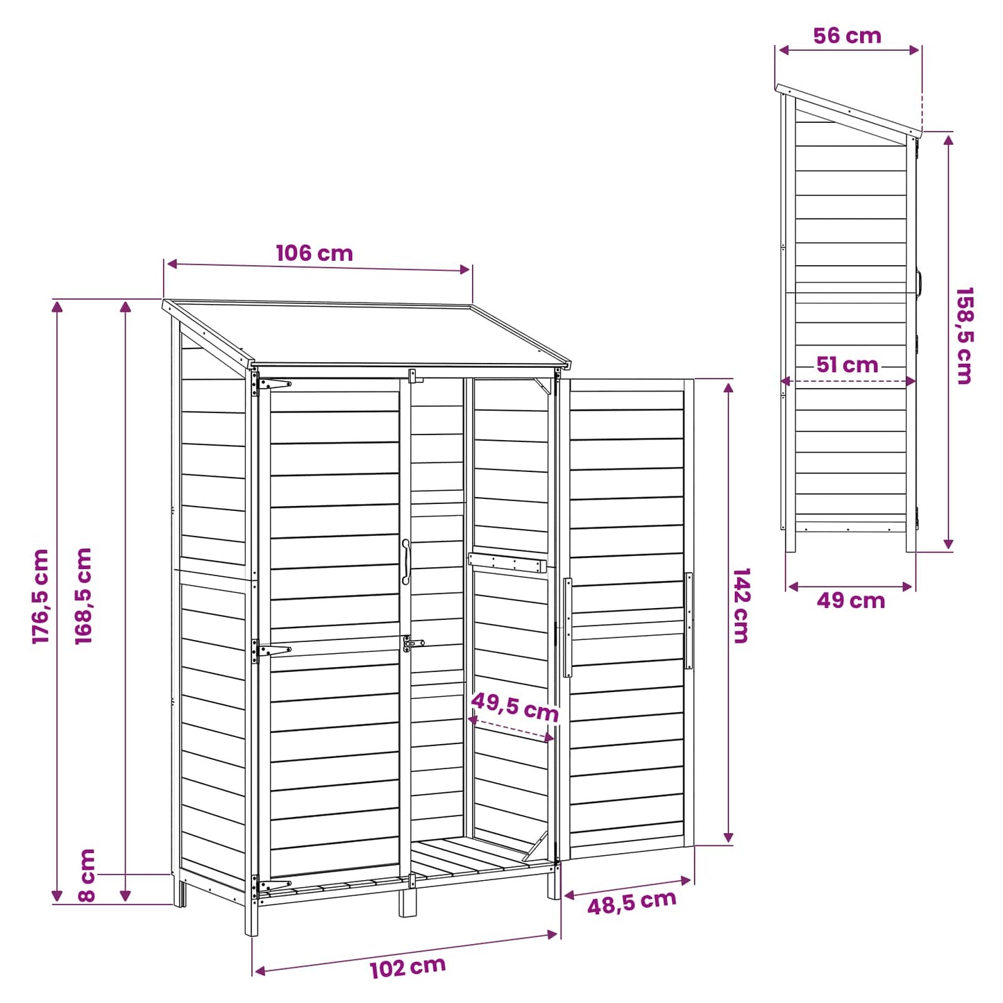 Capanno da Giardino con tetto Naturale 106,5 x 56 x 176 cm | homemem39