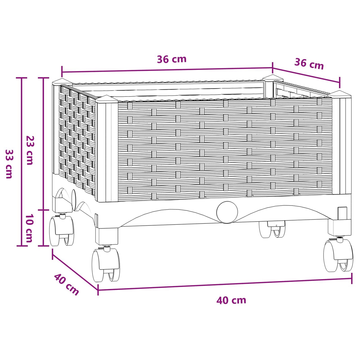 Vaso da Giardino con Ruote Blu Grigio 40 x 40 x 33 cm PP | homemem39
