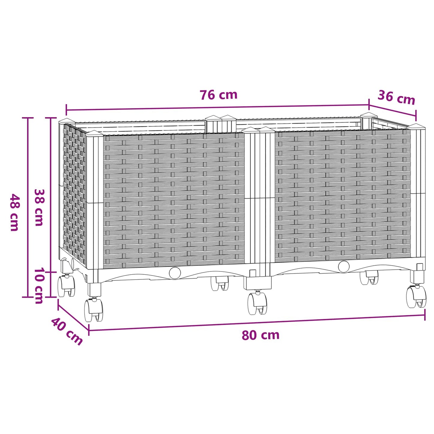 Vaso da Giardino con Ruote Blu Grigio 80 x 40 x 48 cm PP | homemem39