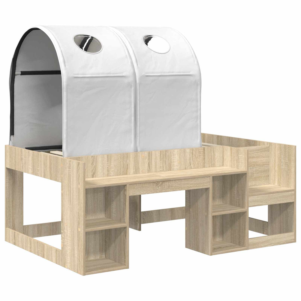 Letto con Tunnel con lo scaffale 3 pz Rovere Sonoma e Bianco | homemem39