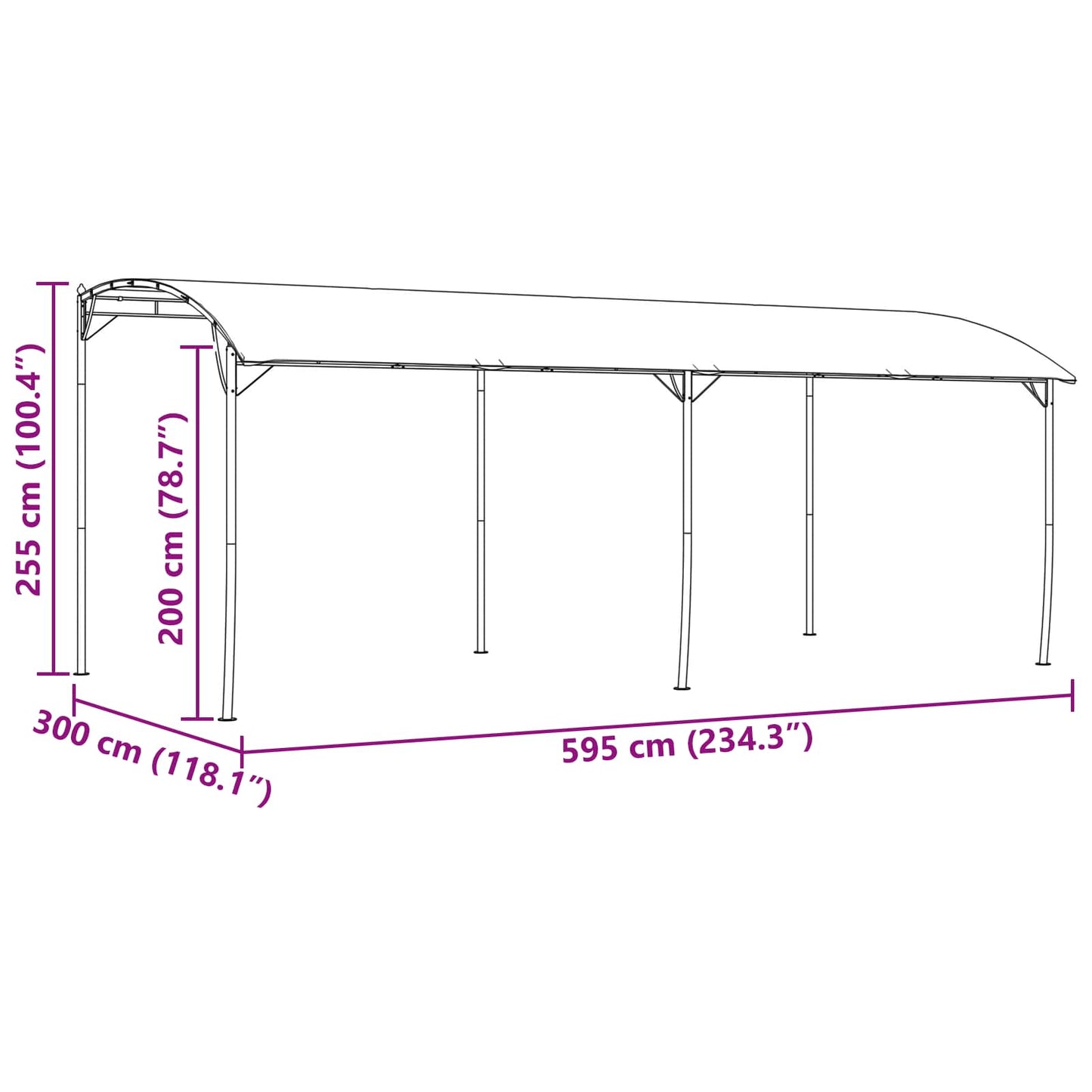 Gazebo 6 x 3 x 2,55 m Verde