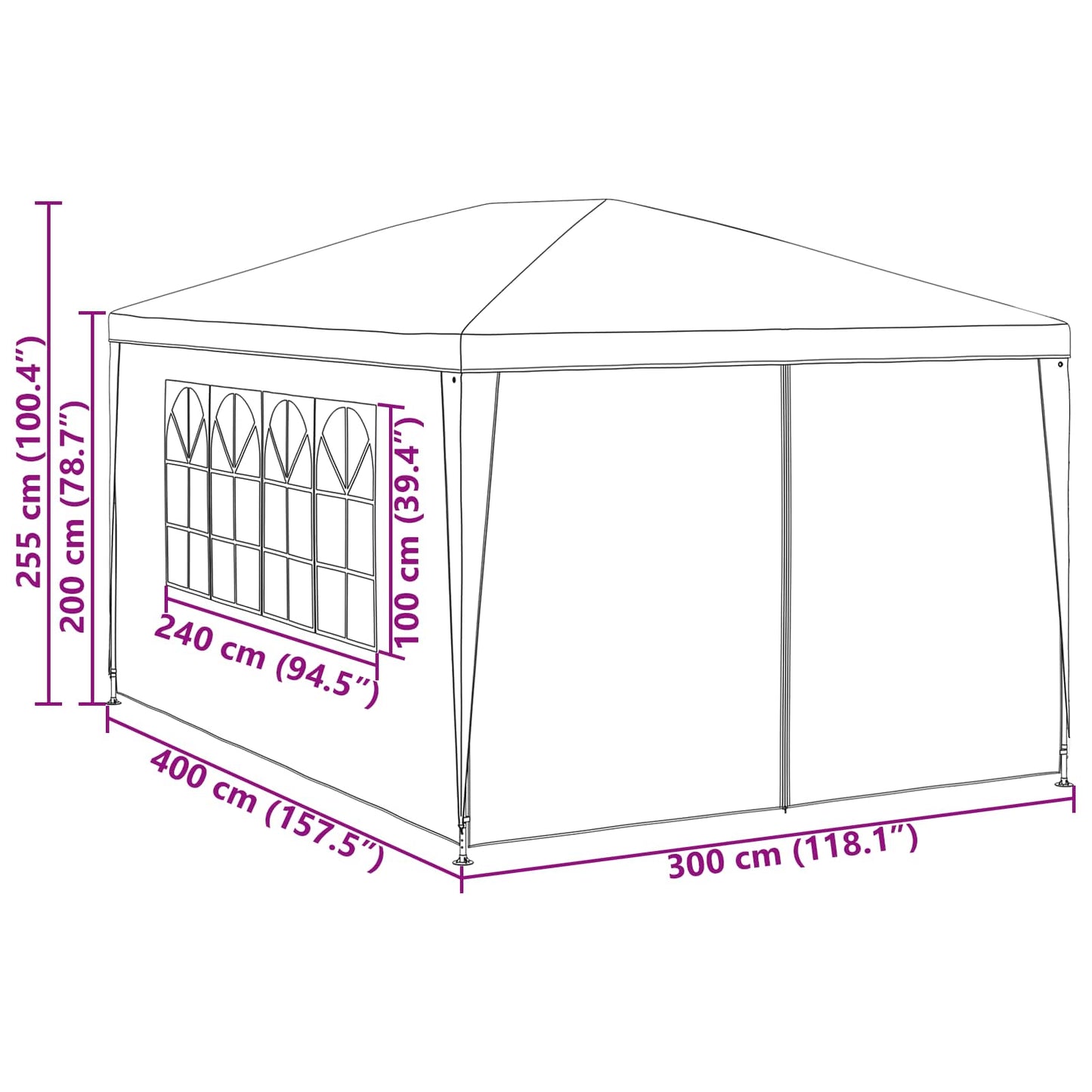 Tenda Party 400 x 300 x 255 cm Rosso PE e Acciaio | homemem39