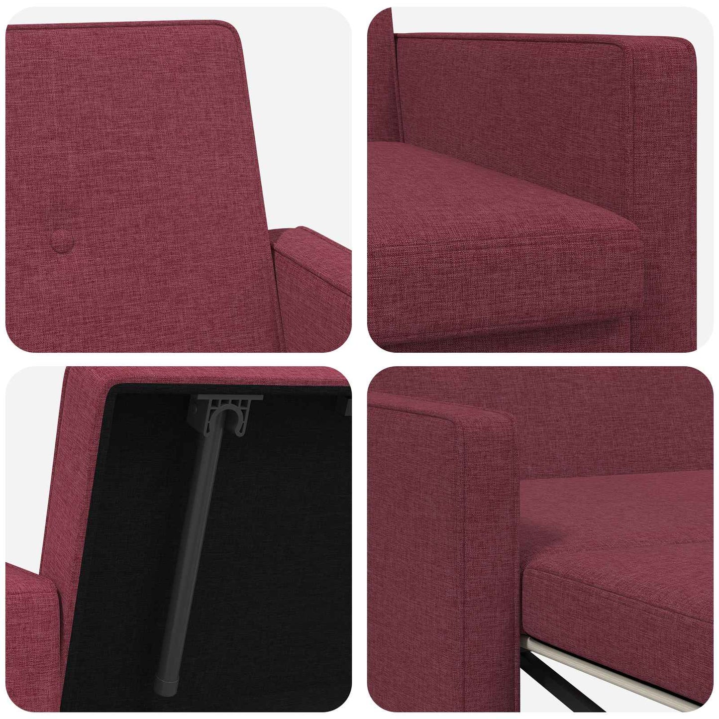 Divano Letto Estraibile Rosso Vino Tessuto