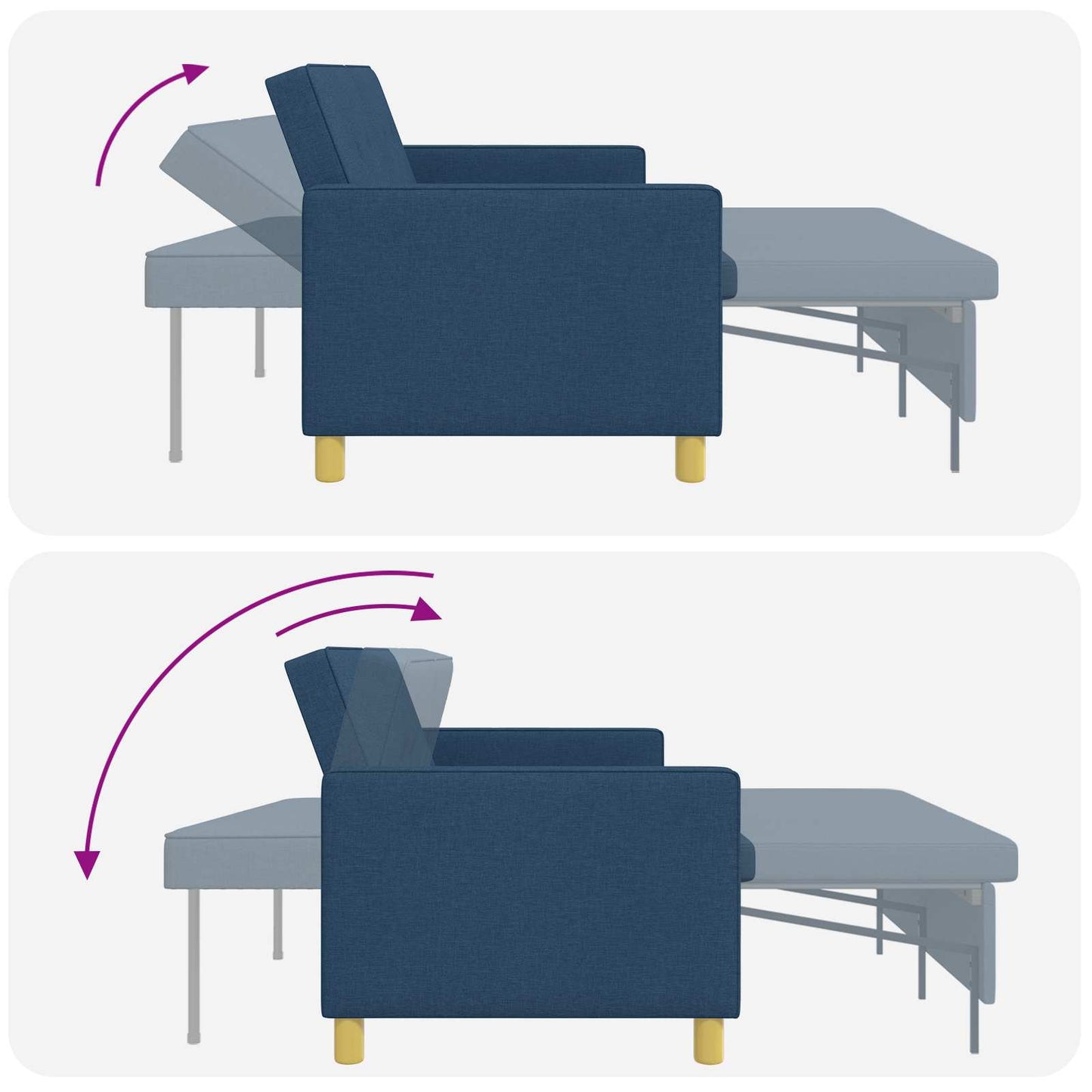 Divano Letto Estraibile Blu Tessuto