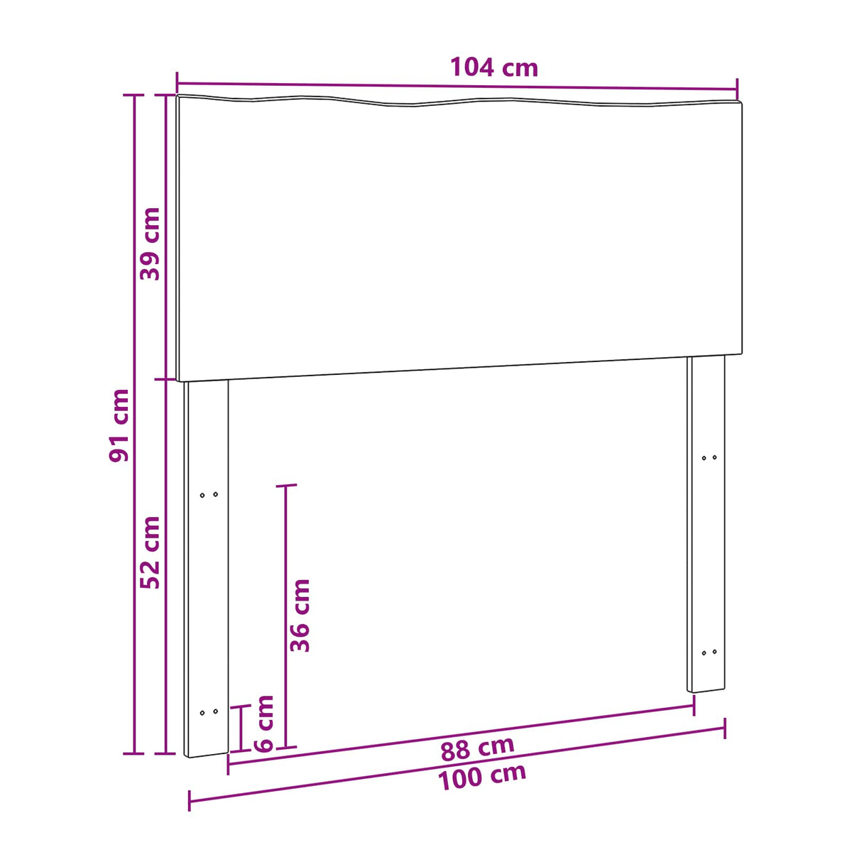 Testiera con bordo vivo ROSTOCK Bianco 100 cm | homemem39