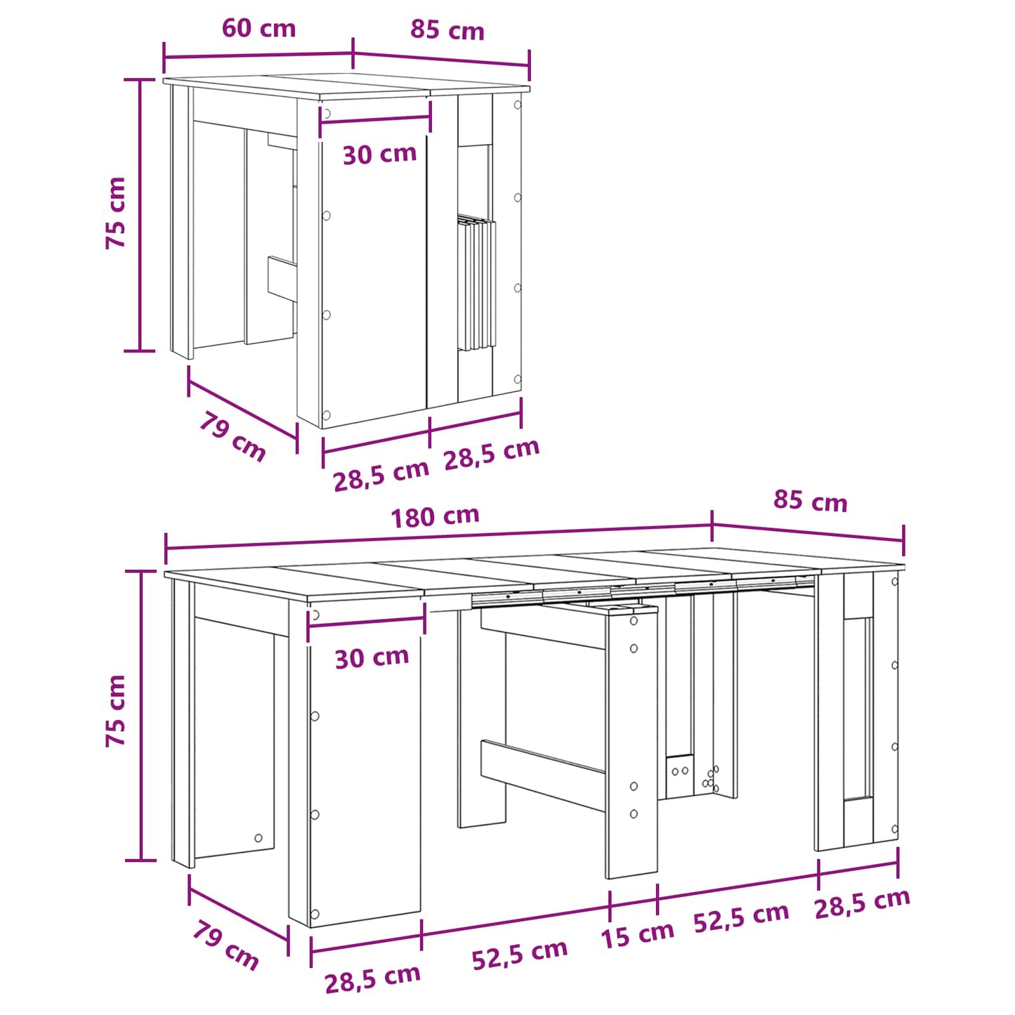 Tavolo da Pranzo 180 x 85 x 75 cm Legno ingegnerizzato