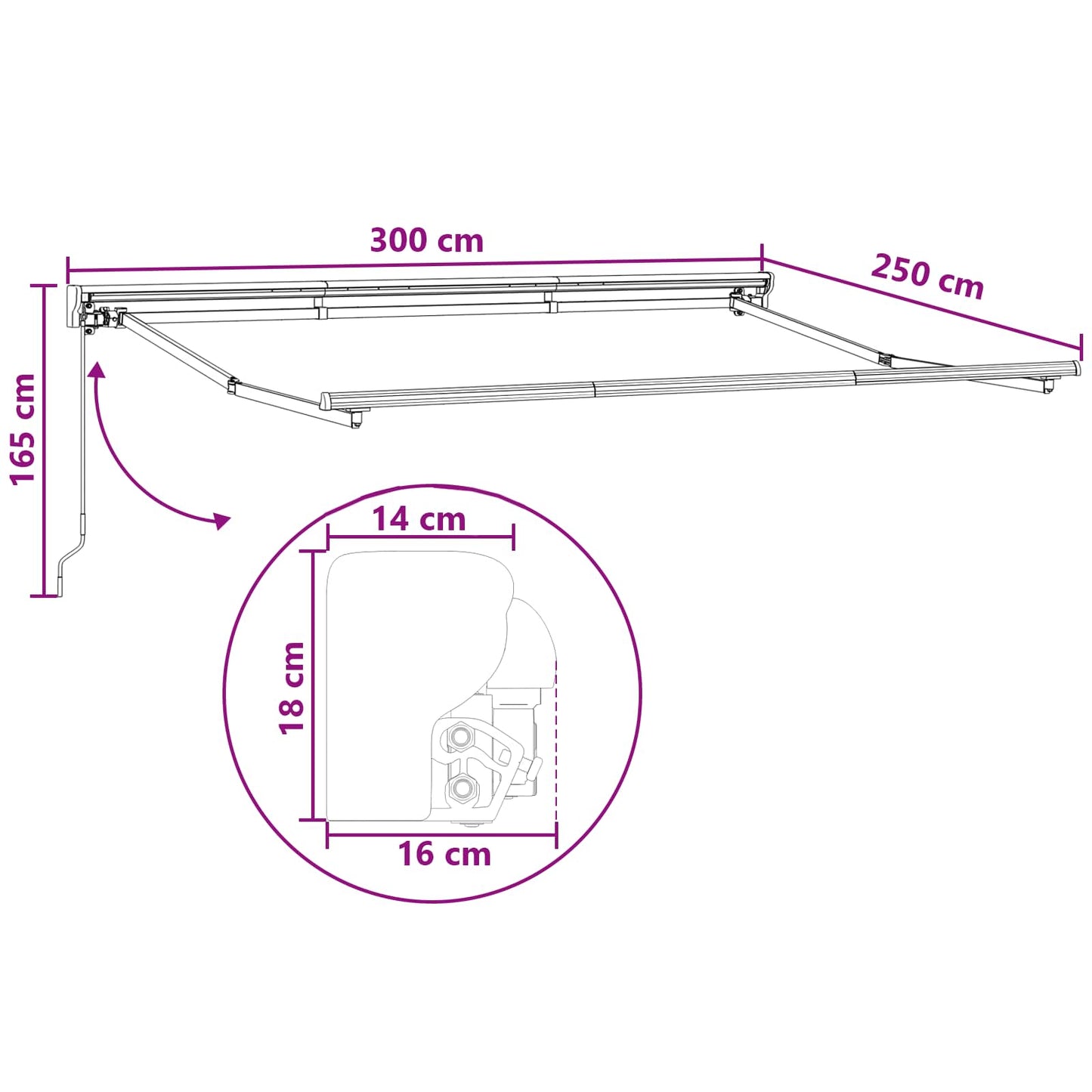 Cornice per Tenda Manuale con LED Sabbia 3 x 2,5 m | homemem39