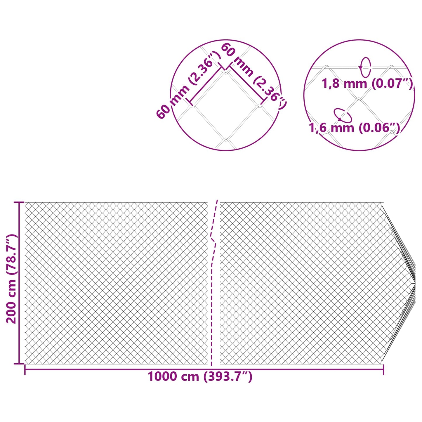 Recinzione a rete metallica Galvanizzato 2 x 10 m Vetro | homemem39