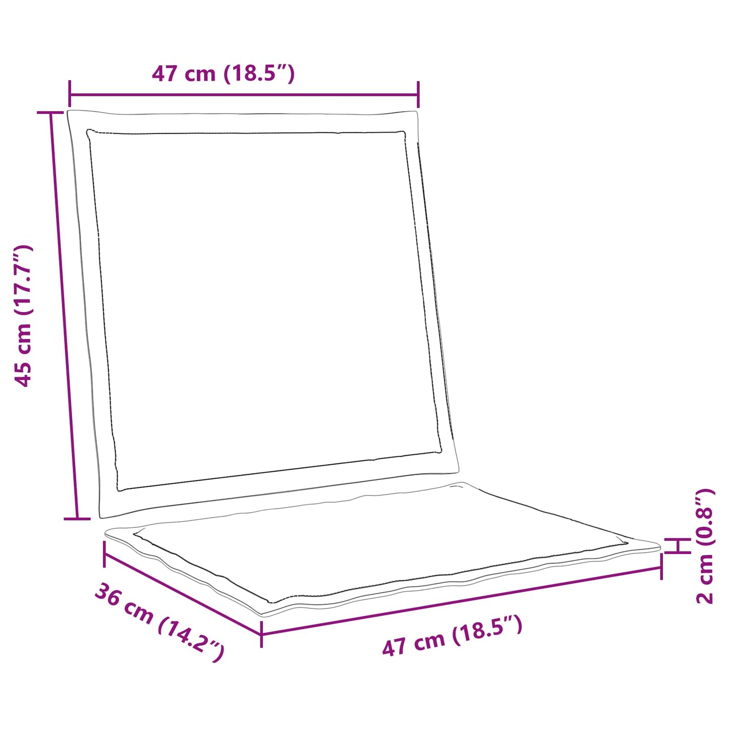 Cuscini per Seduta e Schienale 2 pcs Antracite 47 x 45 x 2 cm | homemem39