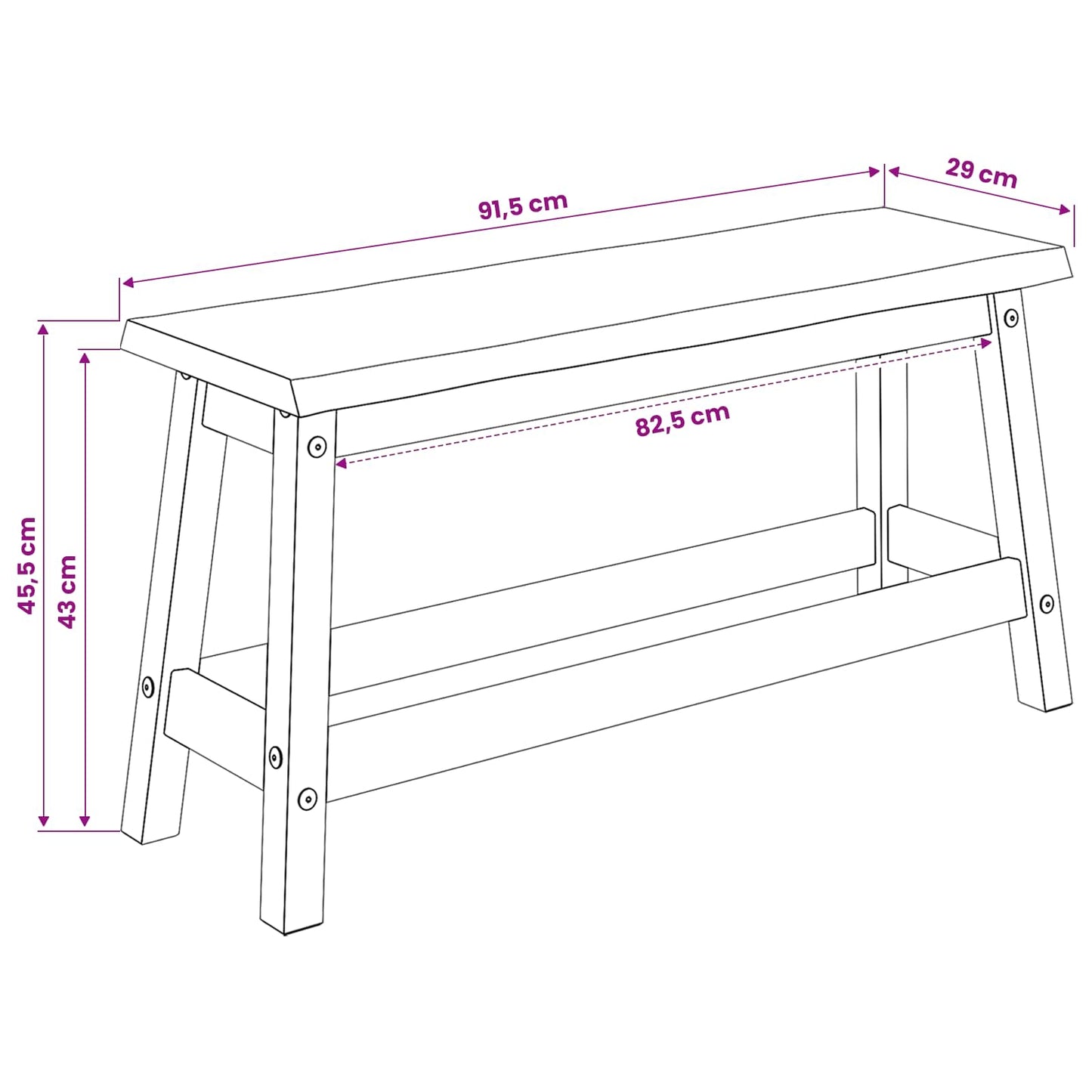 Panchina da pranzo EKAI Bianco 91,5 x 29 x 45,5 cm | homemem39