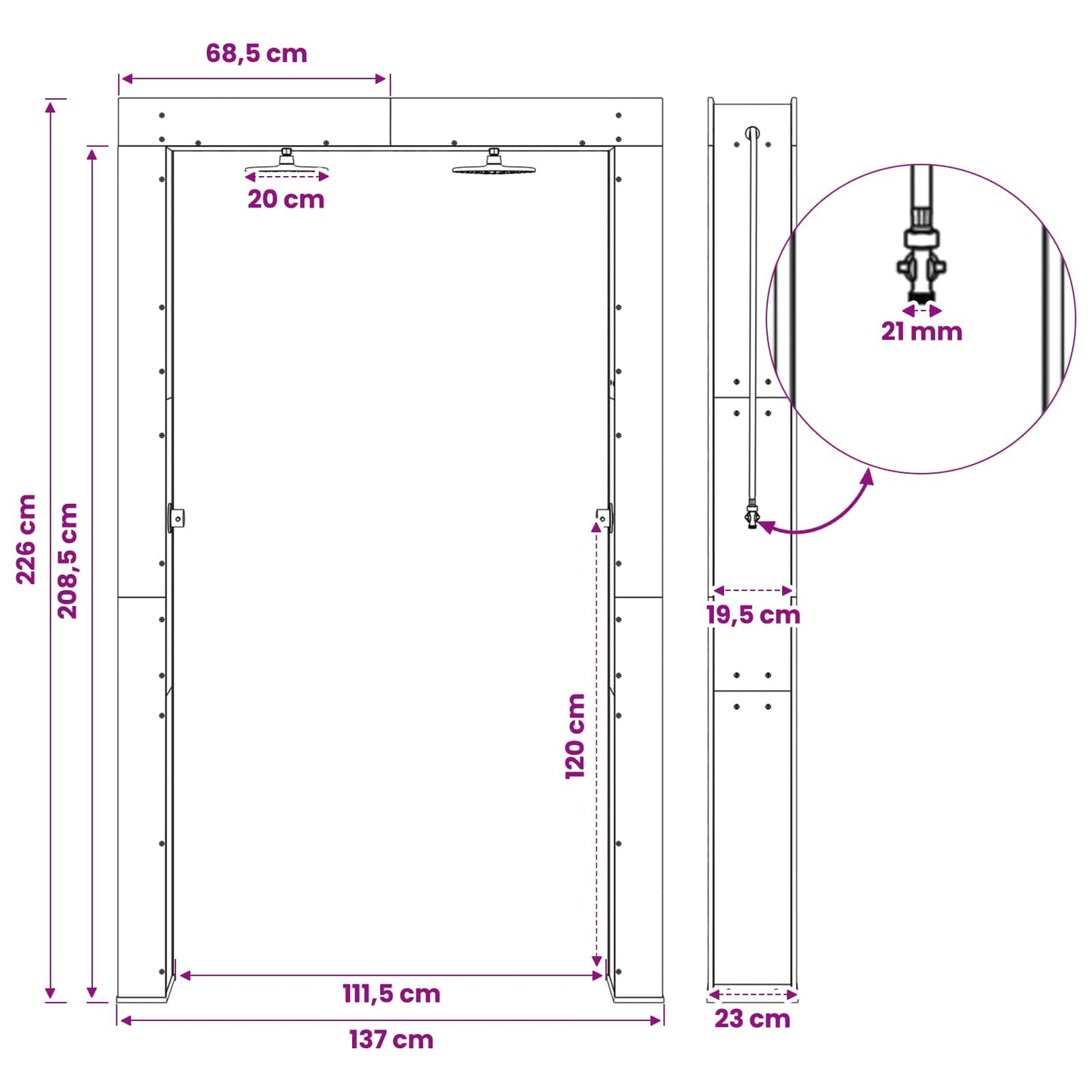Doccia da esterno 226 cm Naturale | homemem39
