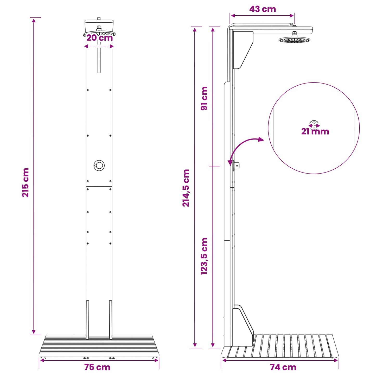 Doccia da esterno 219 cm Naturale | homemem39