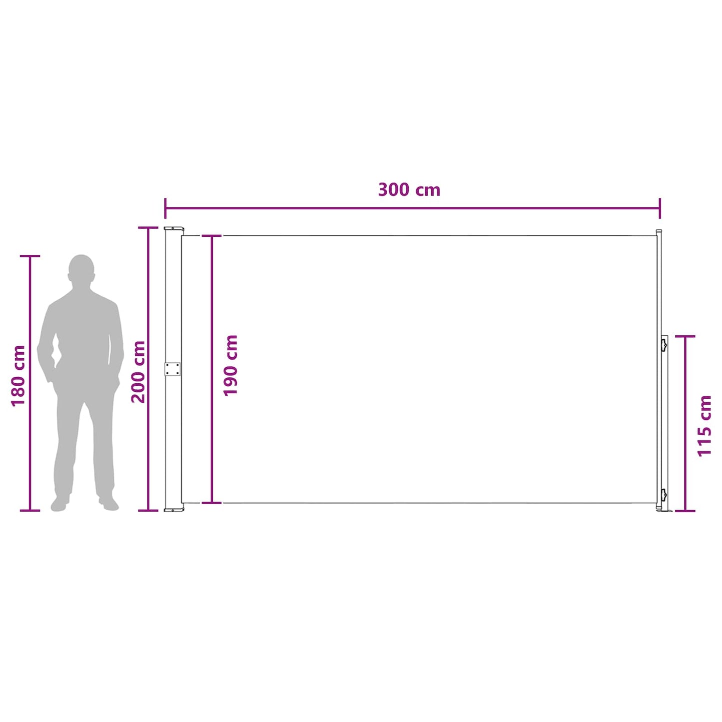 Tenda laterale retrattile 200 x 300 cm