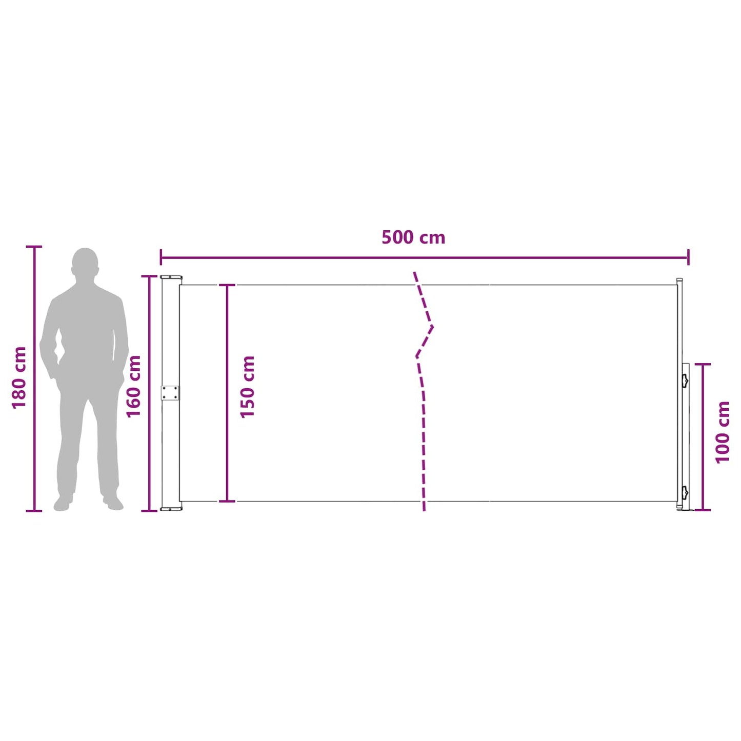Tenda laterale retrattile Beige 500 x 160 cm Poliestere | homemem39