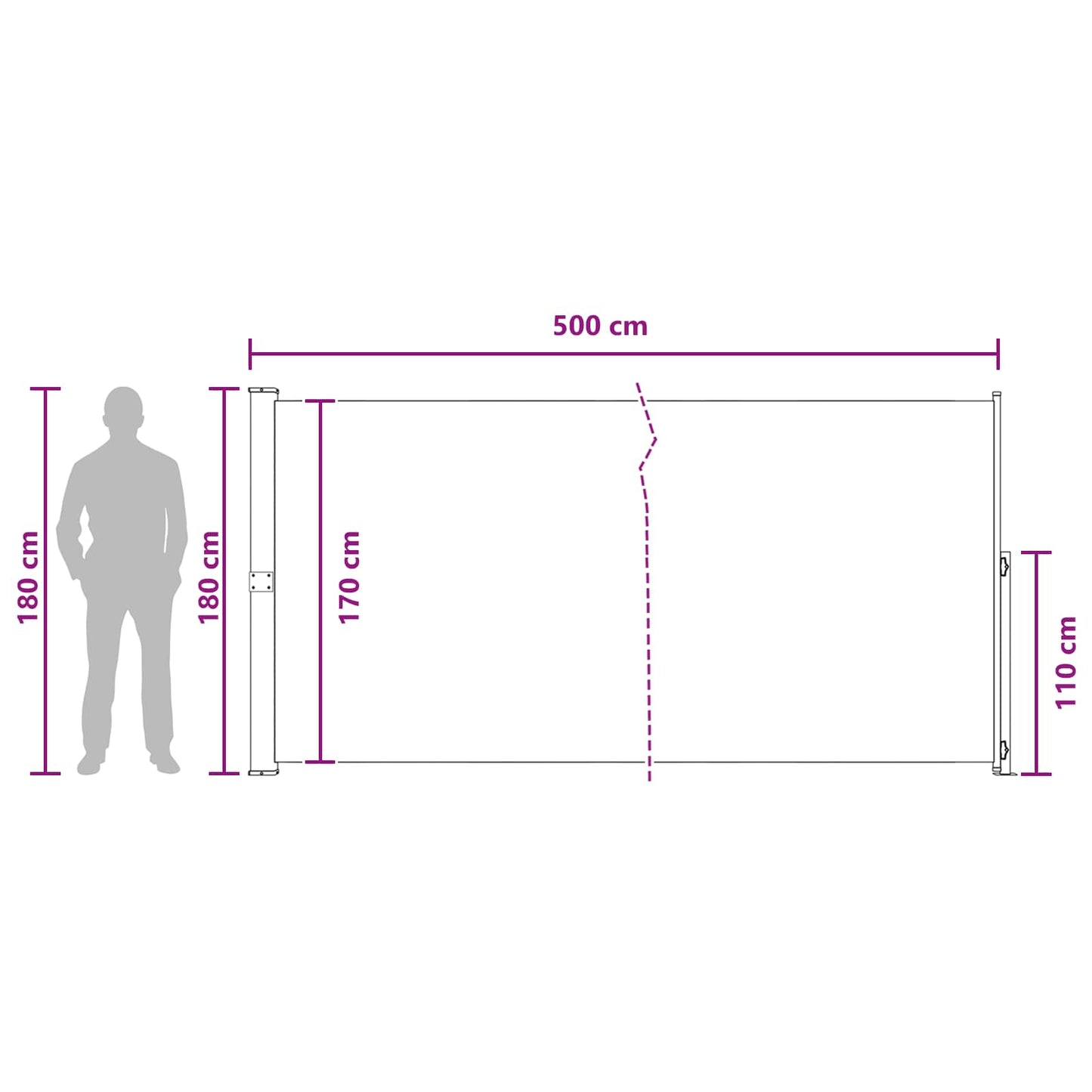 Tenda laterale retrattile 180 x 500 cm