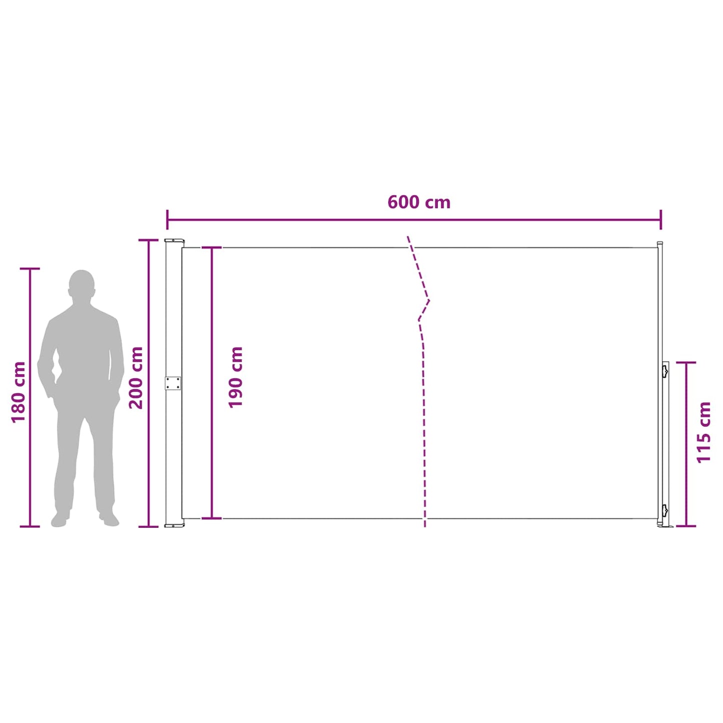 Tenda laterale retrattile Tortora 600 x 200 cm Poliestere | homemem39