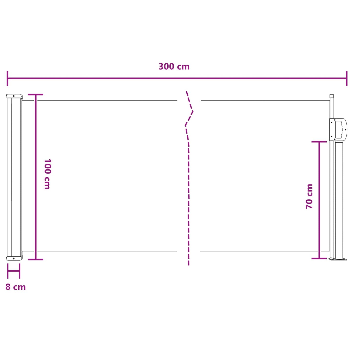 Tenda laterale retrattile Grigio 300 x 100 cm Poliestere | homemem39