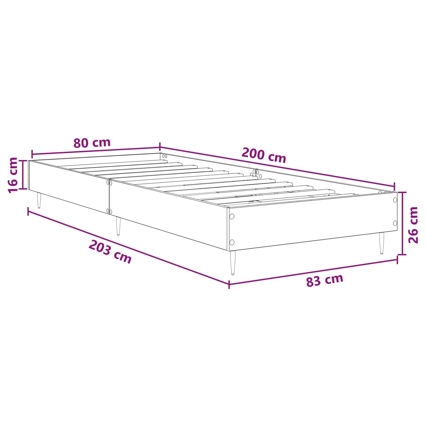 Struttura del letto Sonoma grigio 80 x 200 cm | homemem39