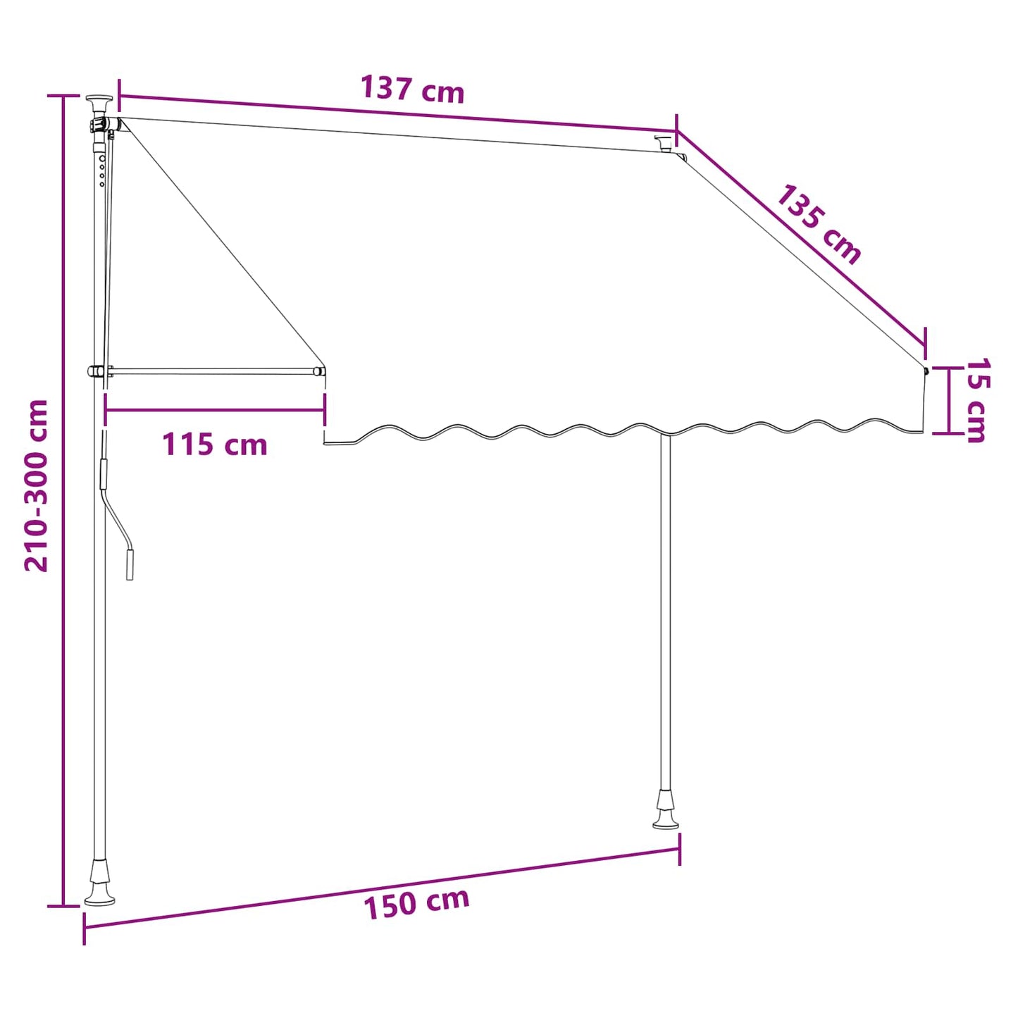 Tenda retrattile manuale Multicolore 150 x 115 x 300 cm | homemem39