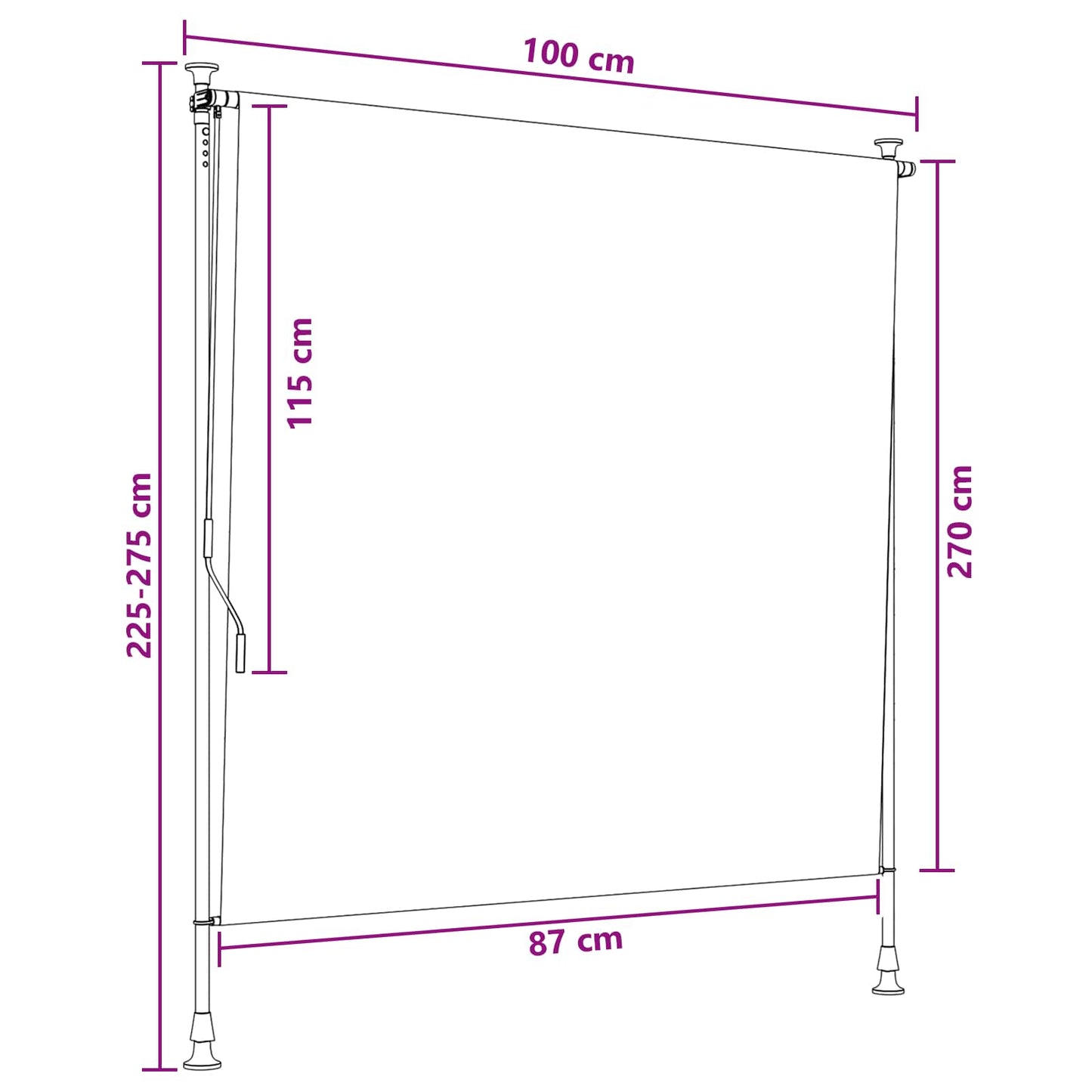 Tenda a Rullo Esterna Grigio Chiaro 100 x 270 cm | homemem39