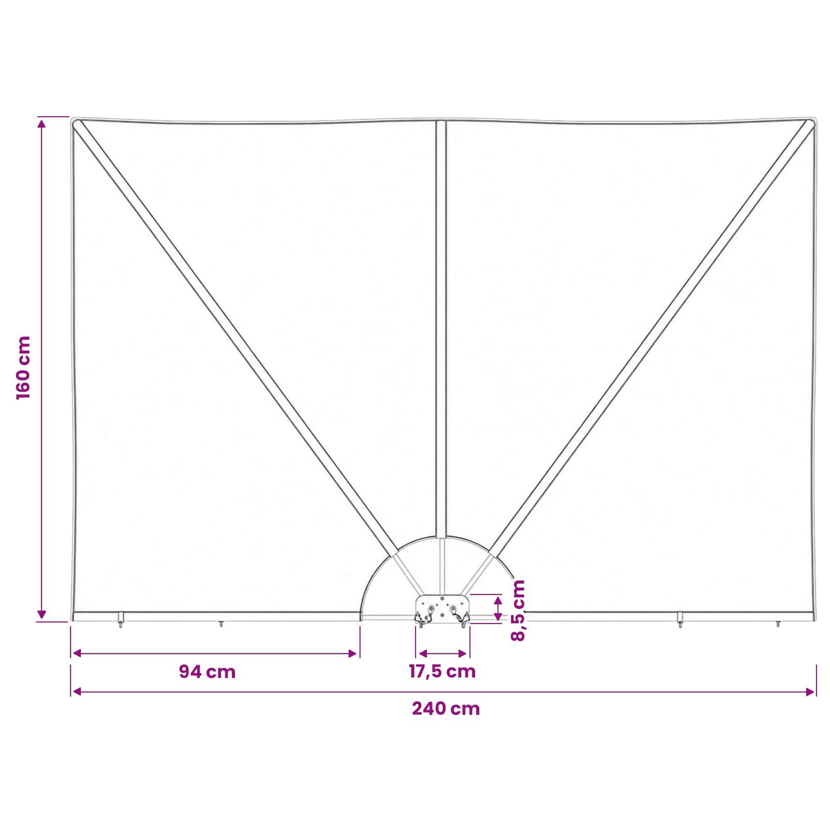 Schermo di Privacy per Balcone 240 x 160 cm Poliestere | homemem39