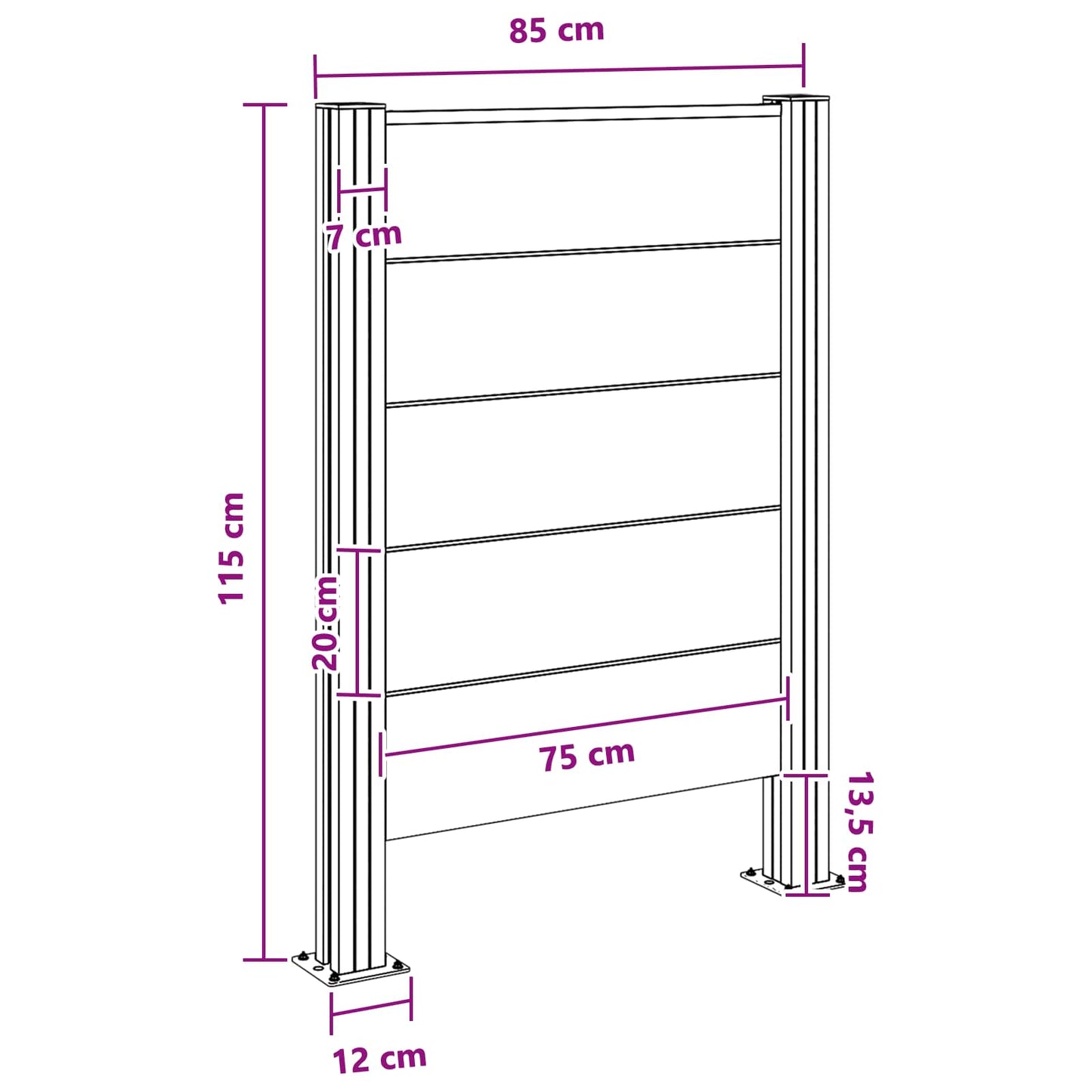 Recinzione Contenitore per Rifiuti Grigio 85 x 12 x 115 cm | homemem39