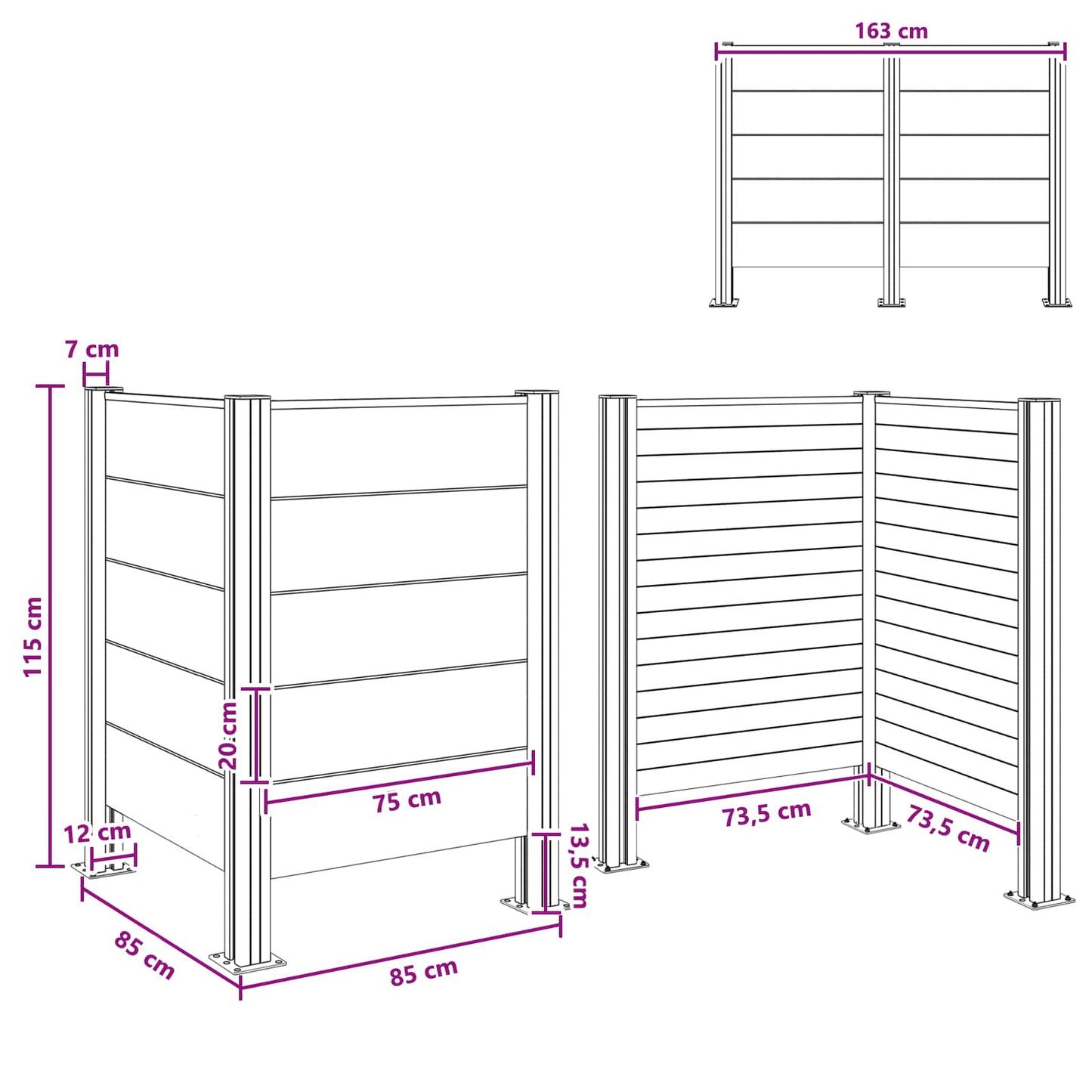 Recinzione Contenitore per Rifiuti Marrone 85 x 85 x 115 cm | homemem39