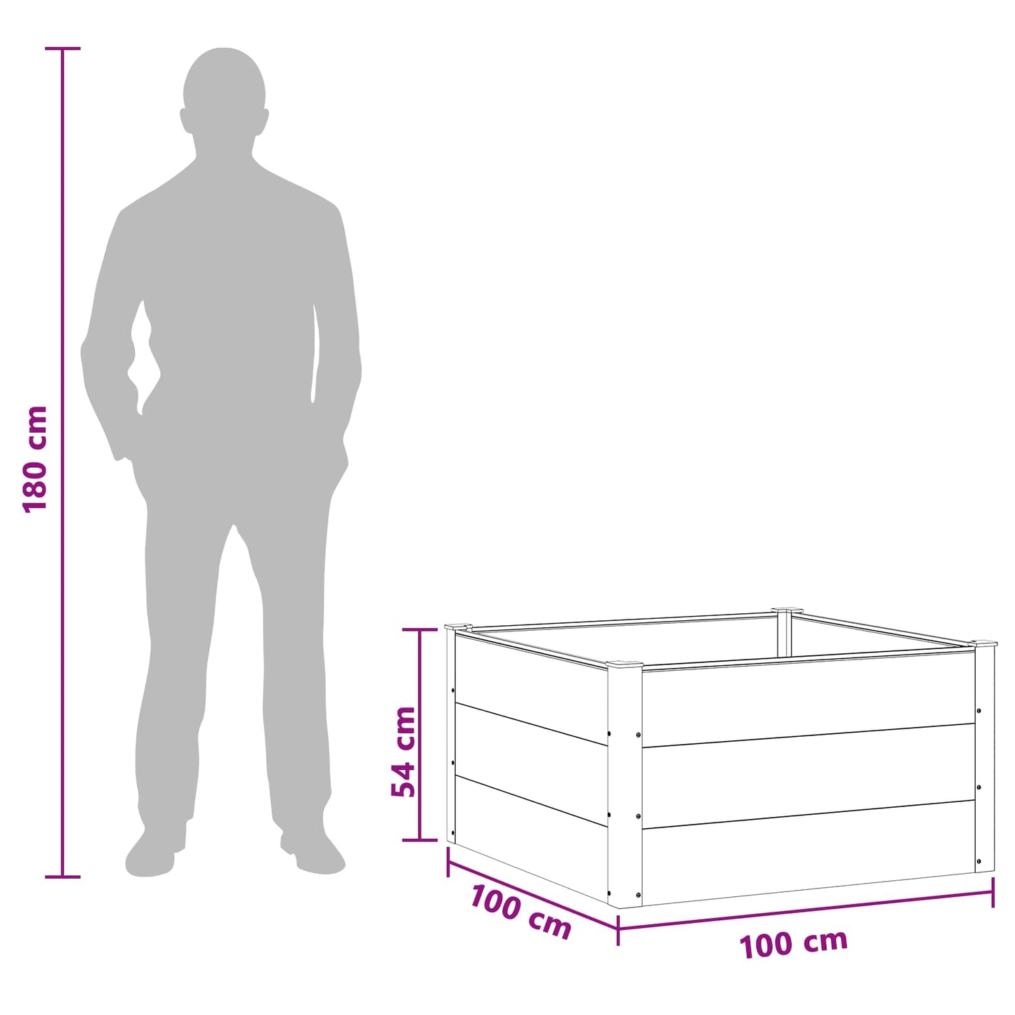 Letto rialzato da giardino Marrone 100 x 100 x 54 cm | homemem39