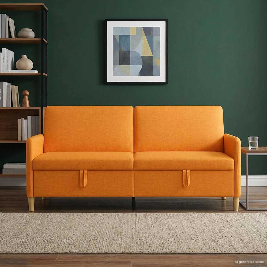 Divano con Storage Giallo Scuro 192 x 78 x 87 cm Poliestere - homemem39