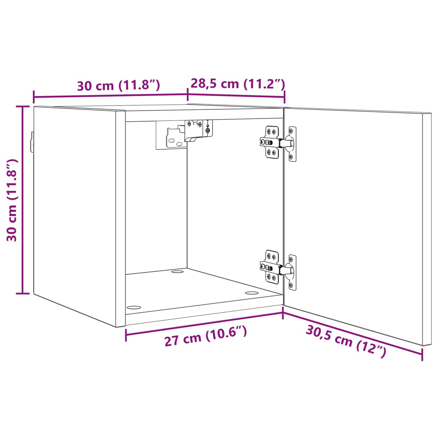 Mobile TV da parete 4 pcs Rovere Nero 30,5 x 30 x 30 cm | homemem39