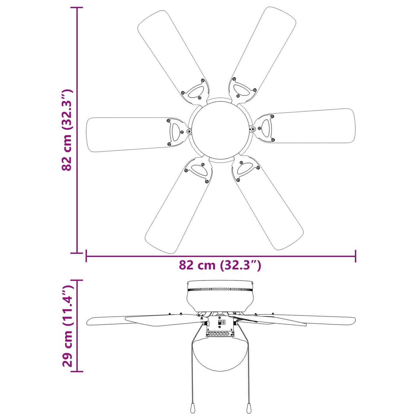 Ventilatore da soffitto con luce Ø 82 cm Bianco | homemem39