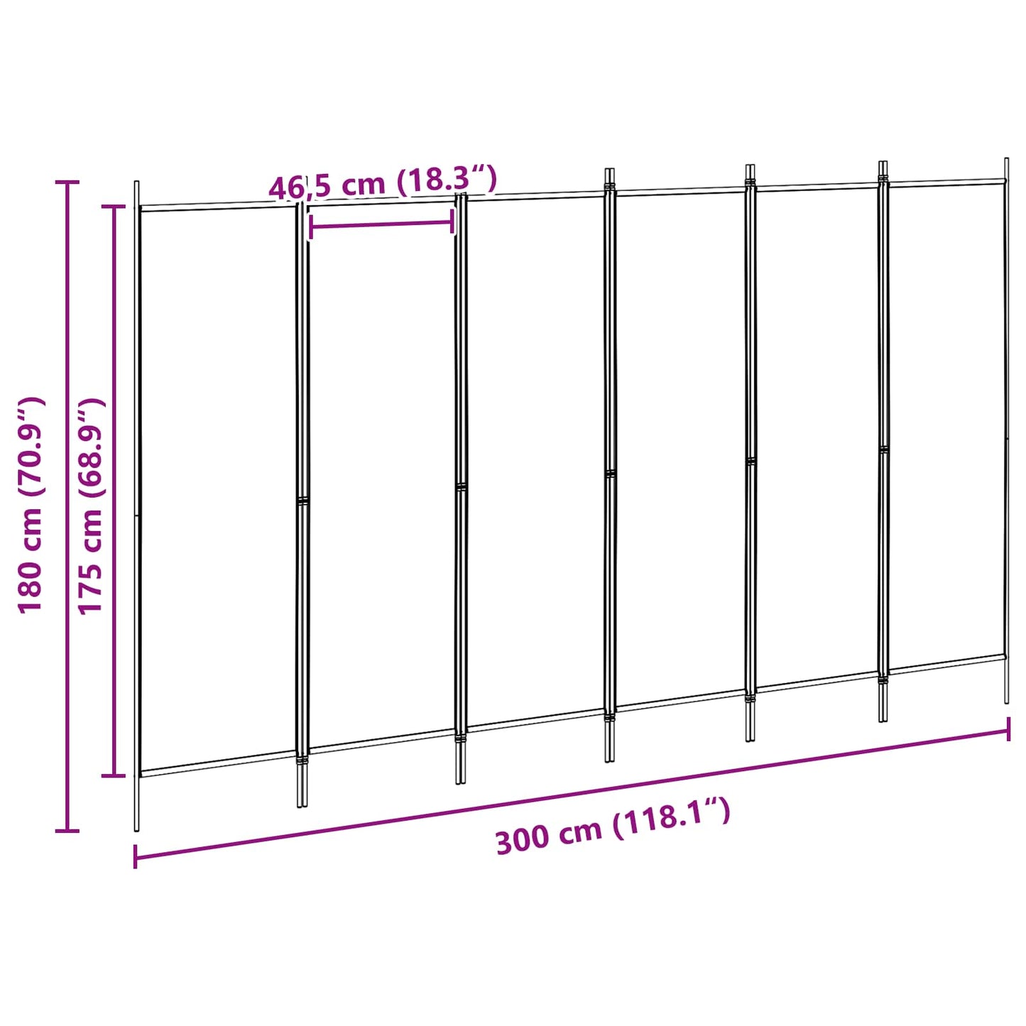 Divisore per Stanza a 6 Pannelli Beige 300 x 180 cm Tessuto | homemem39