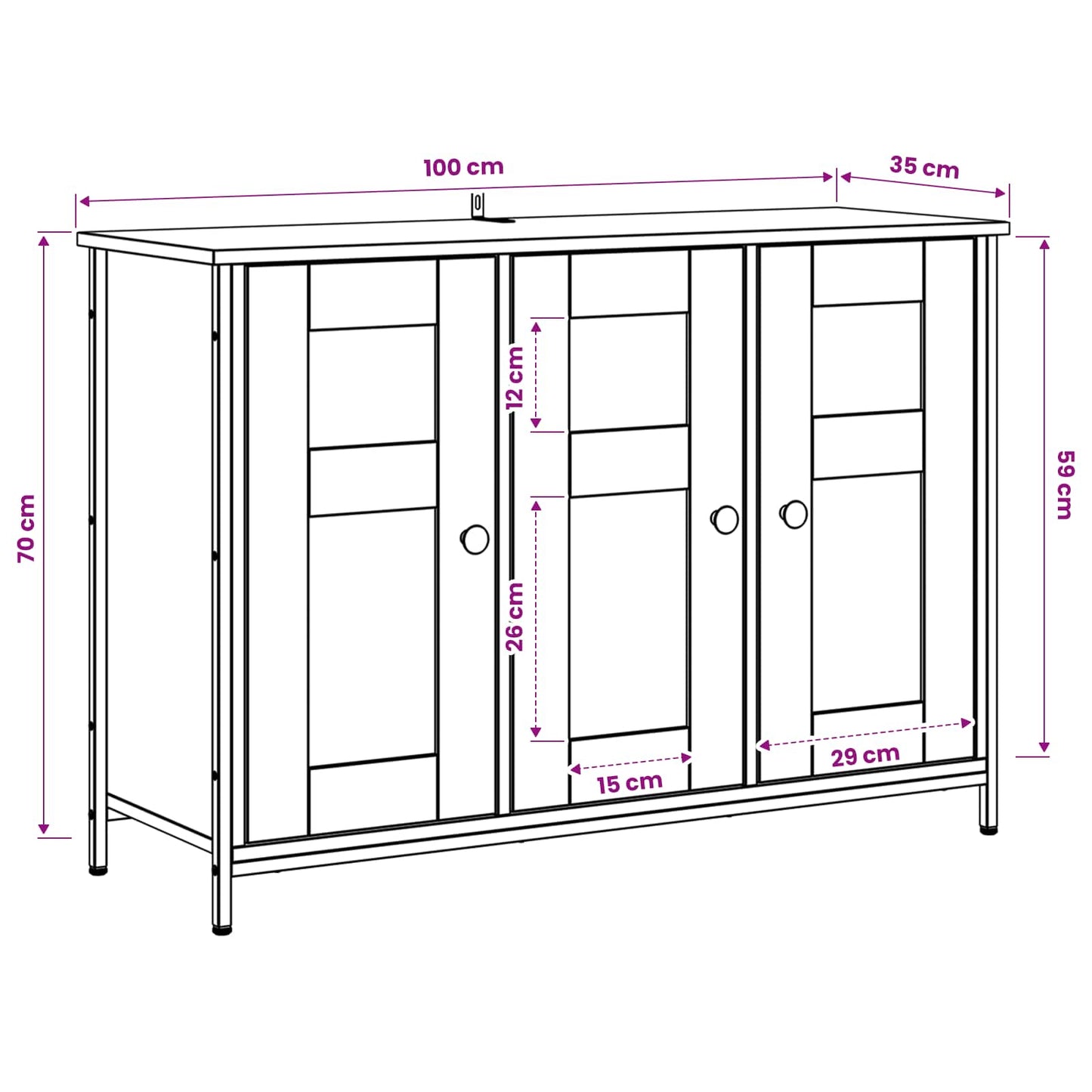 Credenza Rovere Nero 100 x 35 x 70 cm Legno ingegnerizzato | homemem39