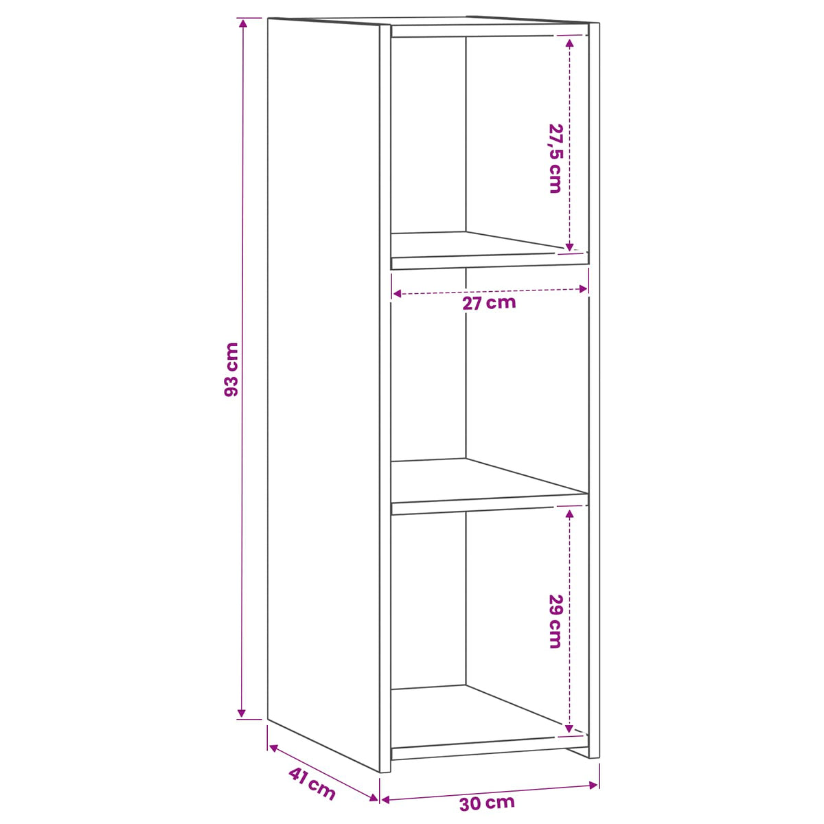 Credenza Rovere Nero 30 x 41 x 93 cm Legno ingegnerizzato - homemem39