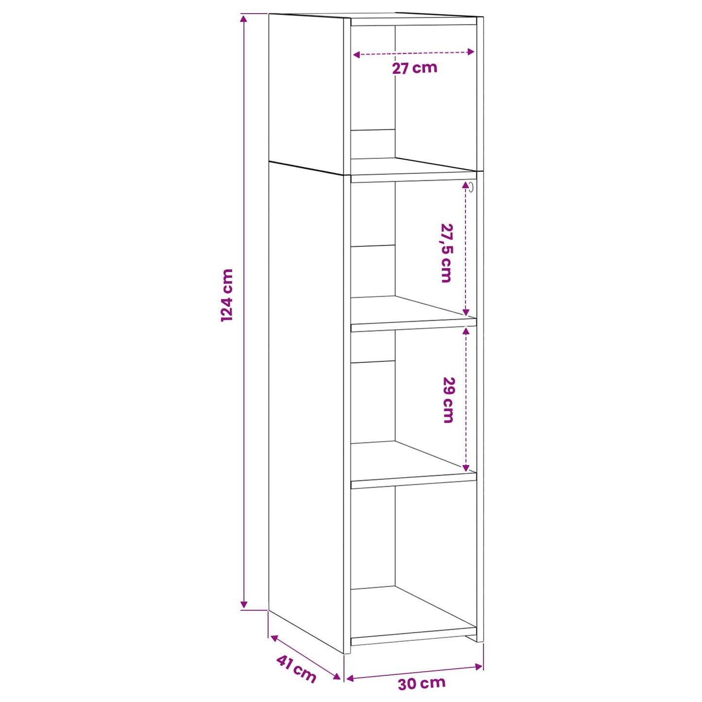 Credenza Legno antico 30 x 41 x 124 cm Legno ingegnerizzato