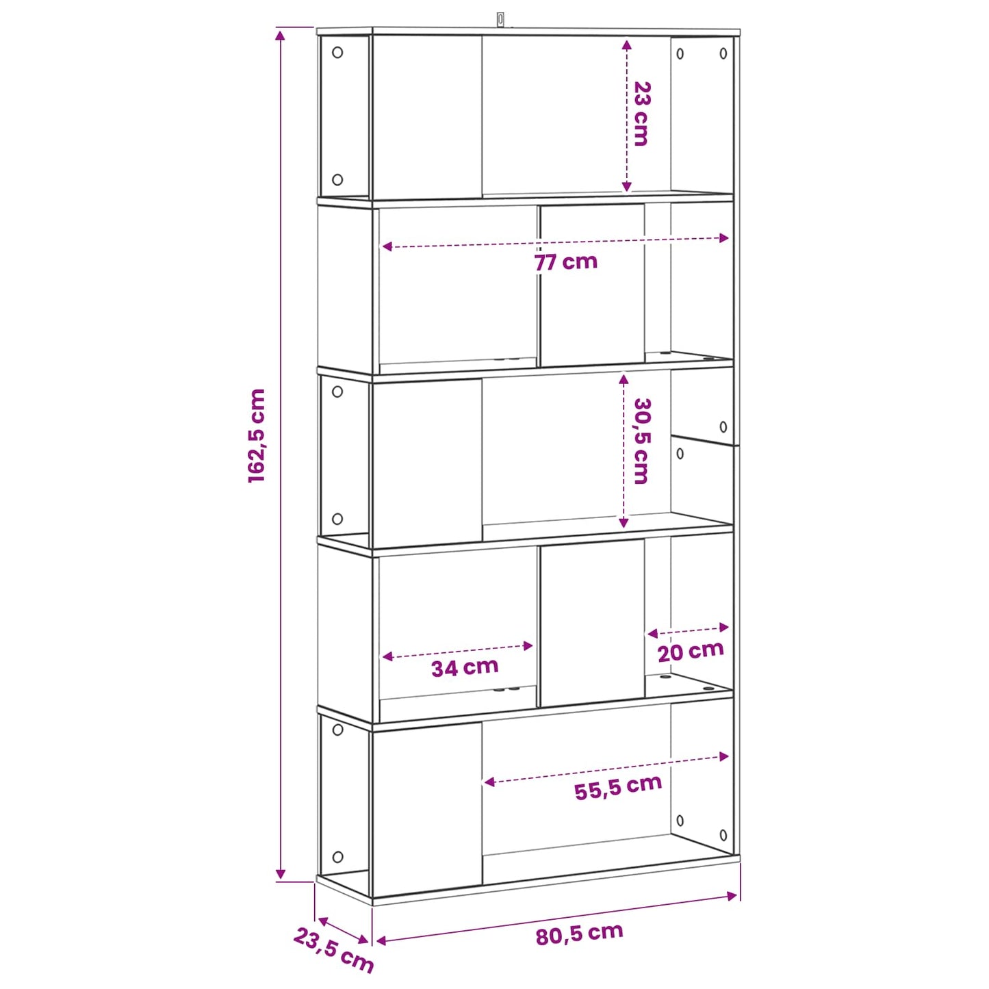 Libreria Rovere nero 80,5 x 23,5 x 162,5 cm PB | homemem39